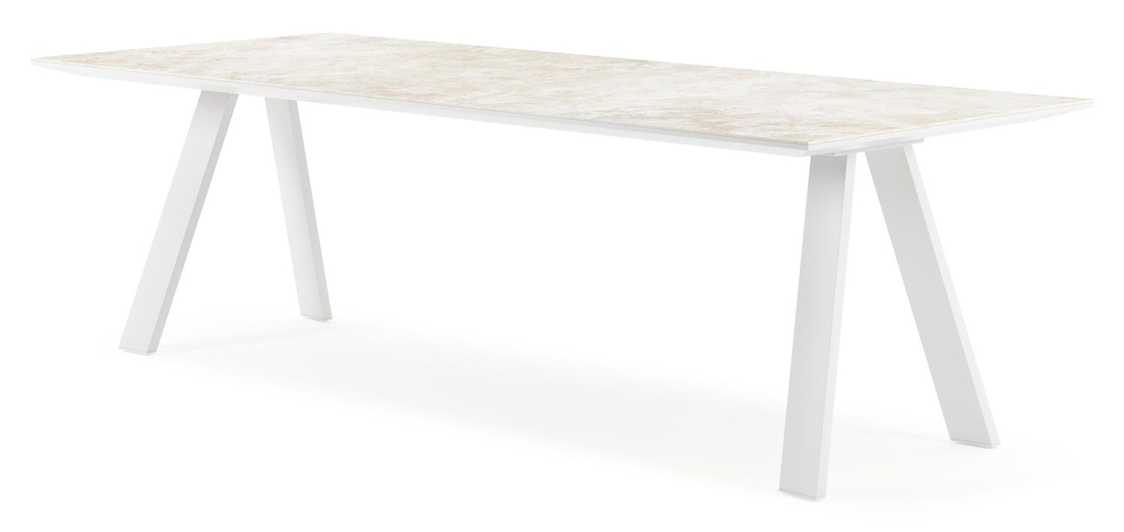 Cesano tuintafel rechthoekig in wit aluminium en volkeramiek Rapolano L 240 x B 100 cm