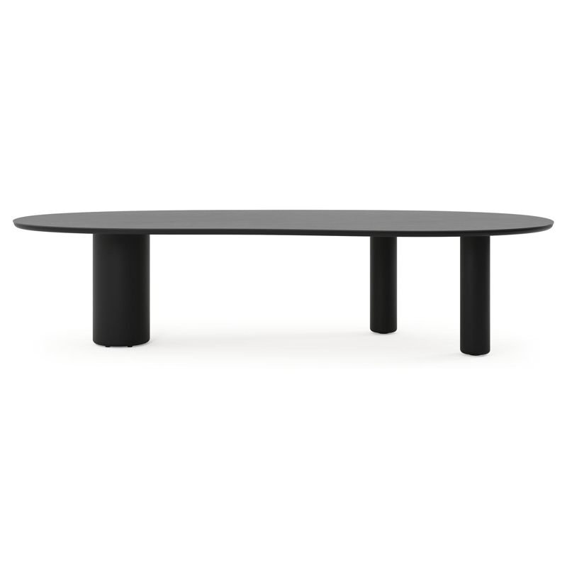 Amico tuintafel organisch in zwart aluminium en volkeramiek Basalt Black - L 320 x B 145 x H 73.5 cm