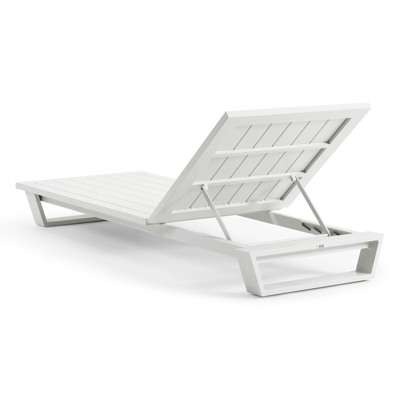 Pagino verstelbaar ligbed in wit aluminium met natte charcoal chine Sunbrella® Premium kussen