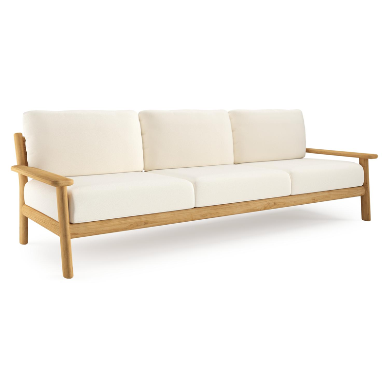 Amaro loungebank in teak met natte white all weather sunbrella® luxe kussen