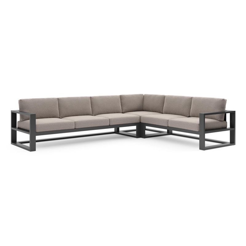 Verato loungehoek in zwart aluminium met wander granite all weather sunbrella® luxe kussen