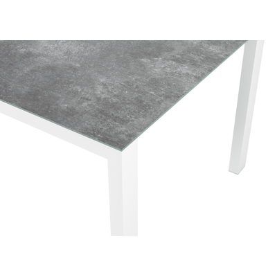 Trente tuinset in wit aluminium en grijs keramisch glas tafelblad met 8 stapelbare Calobra tuinstoelen