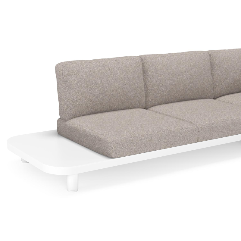 Salon de jardin d'angle Donato en aluminium blanc et coussins en all weather sunbrella® luxe Tundra Charcoal