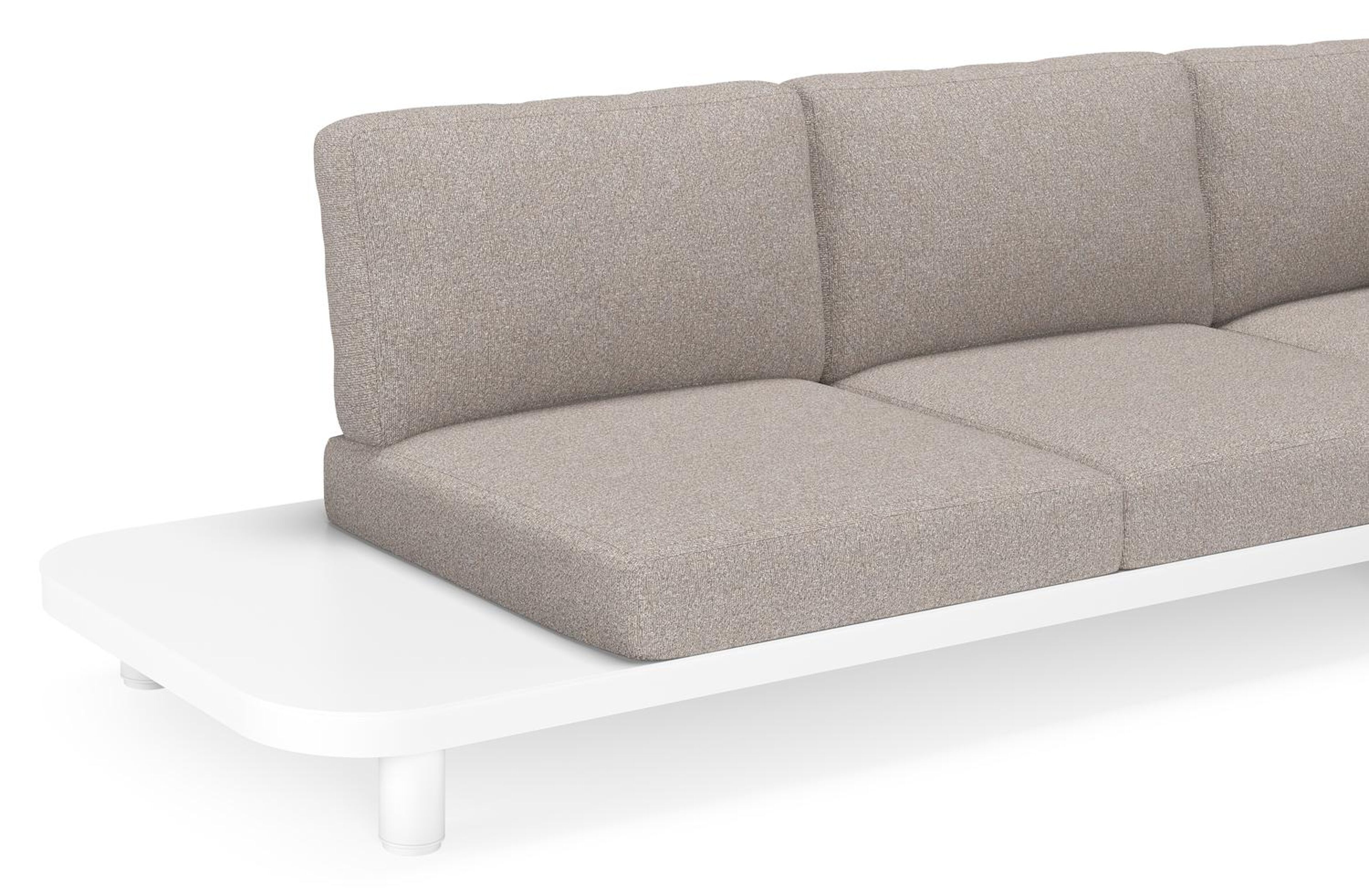 Donato loungehoek in wit aluminium met all weather sunbrella® luxe Tundra Charcoal kussen