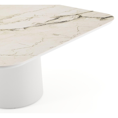 Amico tuintafel afgerond vierkant in wit aluminium en volkeramiek Colorado Dunes - L 148 x B 148 x H 73.5 cm