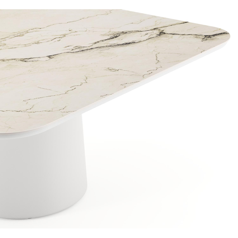 Amico tuintafel afgerond vierkant in wit aluminium en volkeramiek Colorado Dunes - L 148 x B 148 x H 73.5 cm