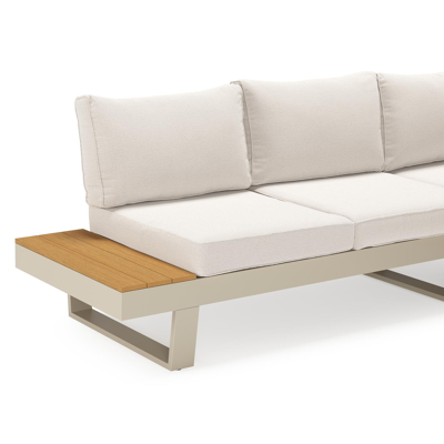 Alora loungehoek in beige aluminium en polywood met beige weather+ softtouch kussens