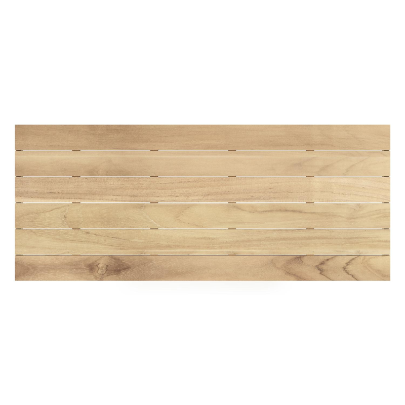 Nano tuintafel rechthoekig in beige aluminium en teak L 240 x B 100 x H 750 cm