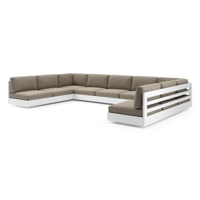 Como loungebank in wit aluminium met madagascar burch all weather cosytica kussen