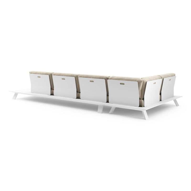 Salon de jardin d'angle Cesano en aluminium blanc et coussin en all weather Cosytica althea chalk