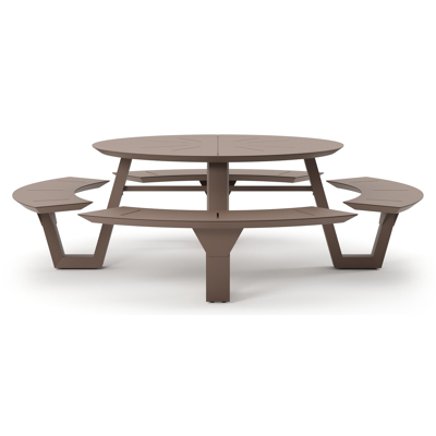Rondino picknicktafel in taupe aluminium - Dia. 236 x H 71.5 cm
