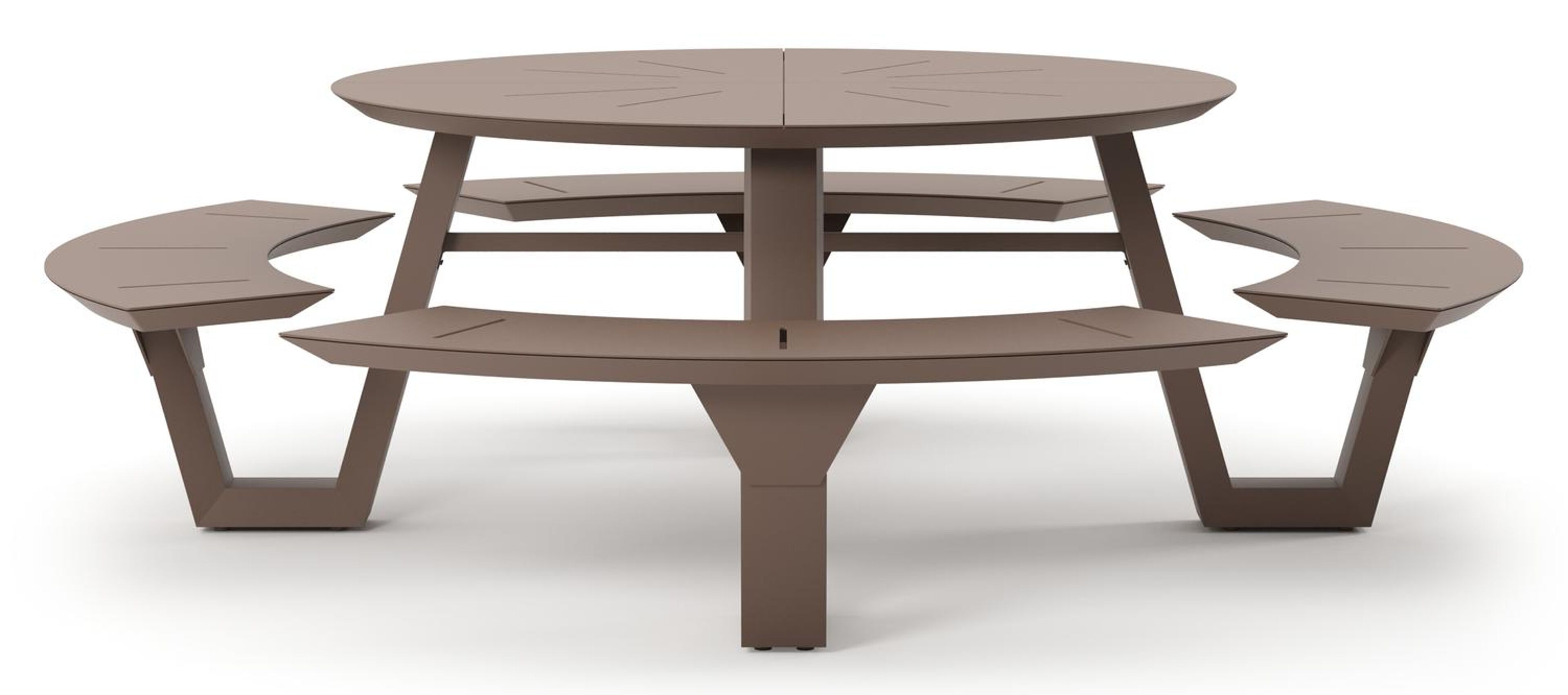 Rondino picknicktafel in taupe aluminium - Dia. 236 x H 71.5 cm