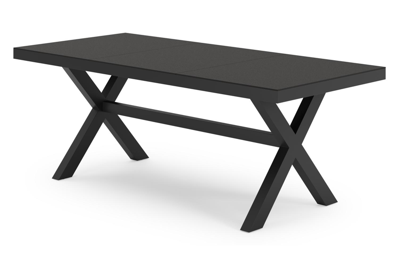 Bahia tuintafel rechthoekig in zwart aluminium en sintered stone zwart - L 200 x B 92 x H 75 cm