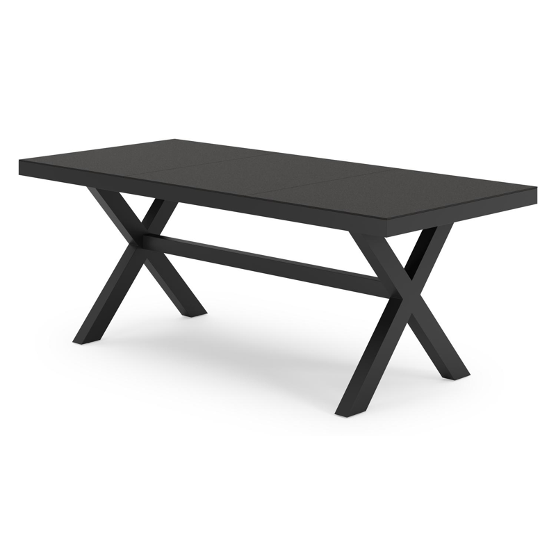 Bahia tuintafel rechthoekig in zwart aluminium en sintered stone zwart - L 200 x B 92 x H 75 cm