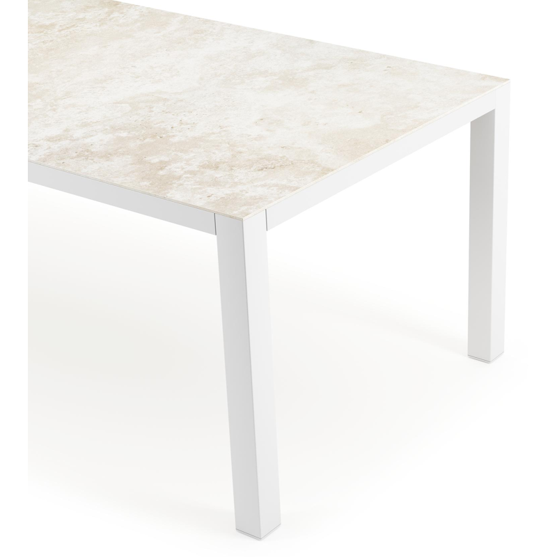 Table de jardin Como rectangulaire en aluminium blanc et céramique pleine Rapolano Lg. 240 x Lrg. 100 cm