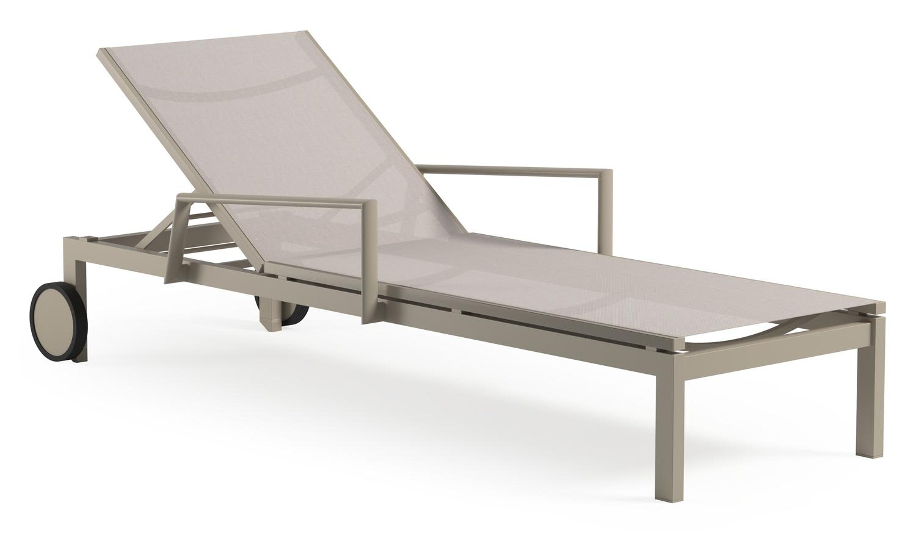 Chaise longue réglable Caravelle en aluminium beige et textilène simple beige avec accoudoir