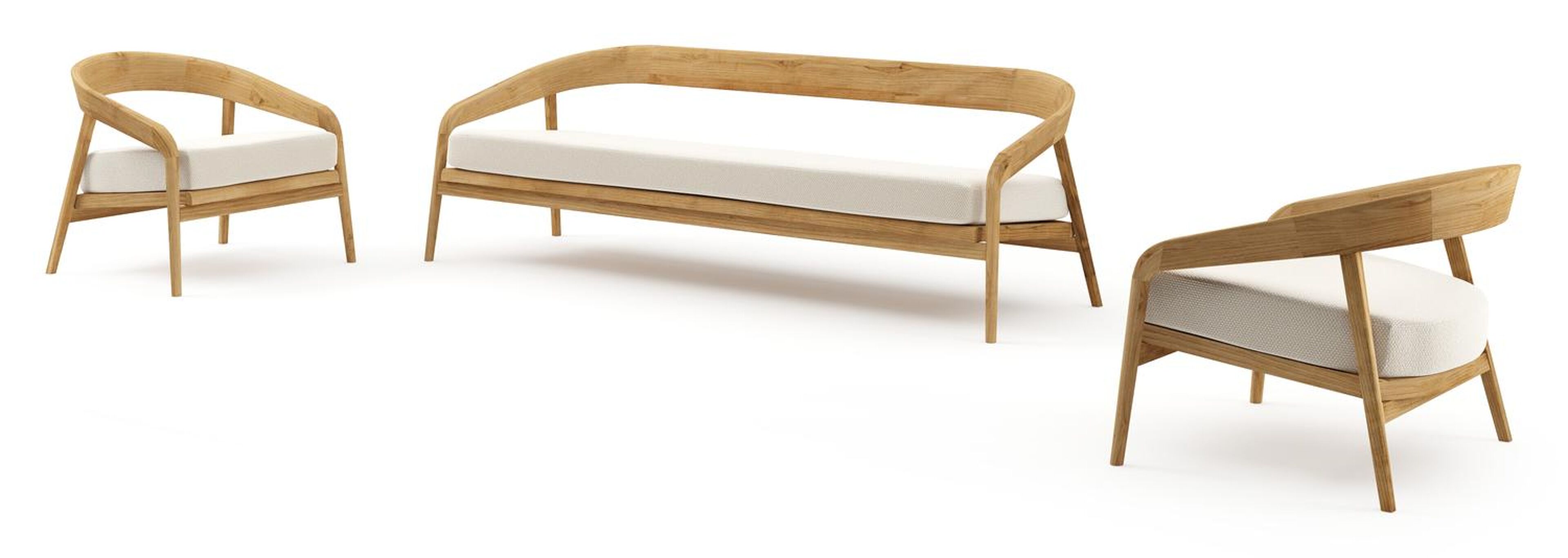 Lacrima loungeset in teak met althea off white all weather Cosytica kussen