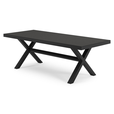 Reza tuintafel rechthoekig in zwart aluminium en sintered stone Notte minerale - L 220 x B 92 x H 73.5 cm