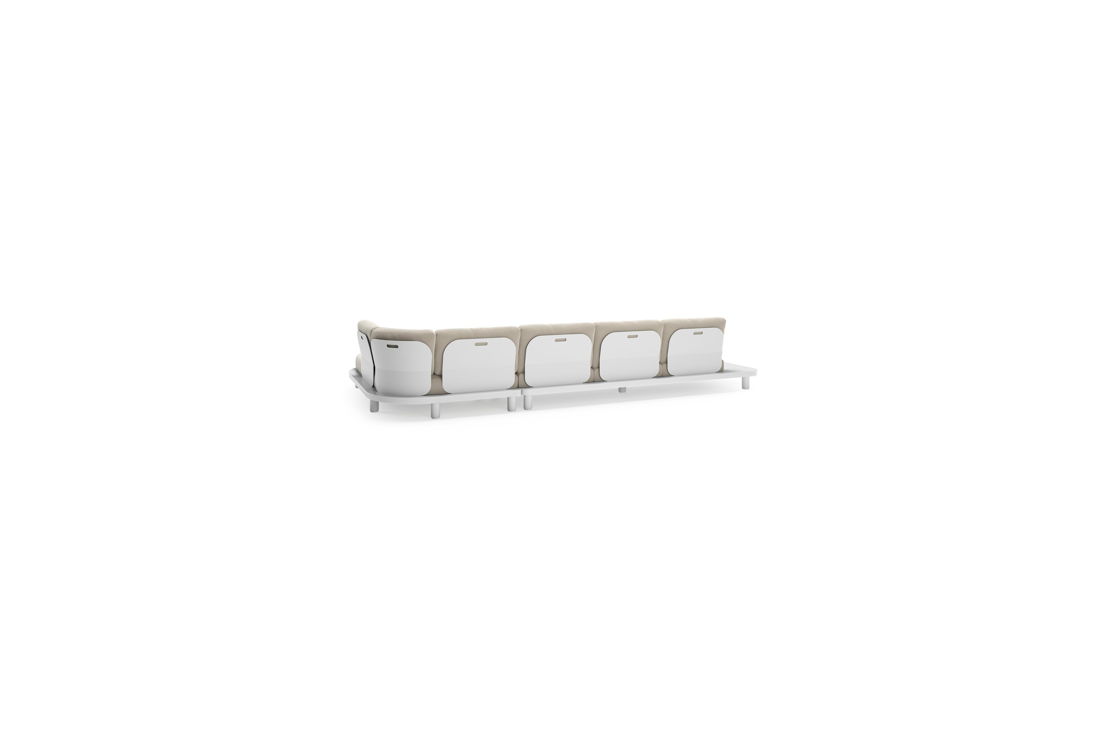 Donato loungebank Chaise longue links + 3-zit in wit aluminium met lopi marble all weather sunbrella® luxe kussen