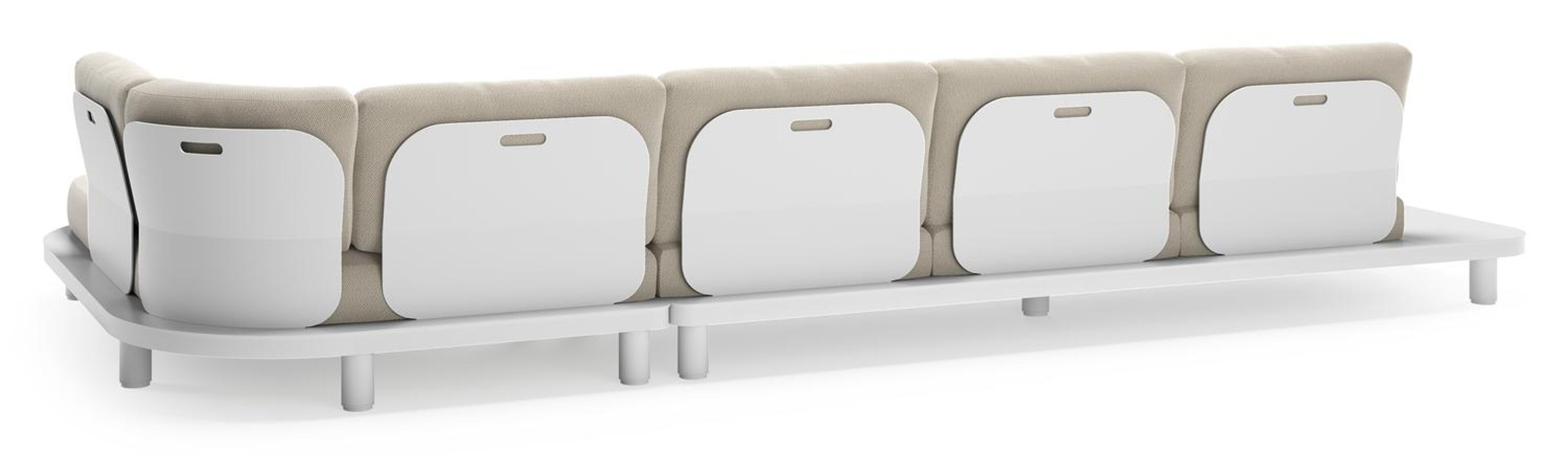 Donato loungebank Chaise longue links + 3-zit in wit aluminium met lopi marble all weather sunbrella® luxe kussen