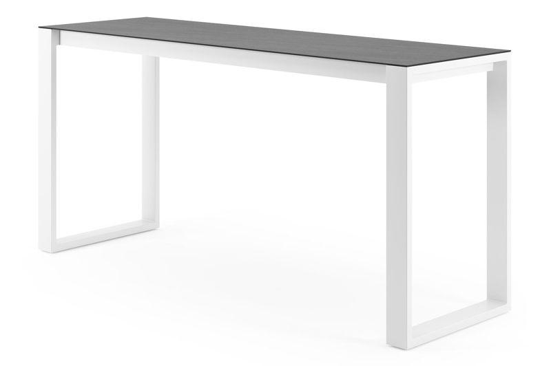 Verato bartafel rechthoekig in wit aluminium en volkeramiek Basalt Black - L 220 x B 70 x H 106 cm