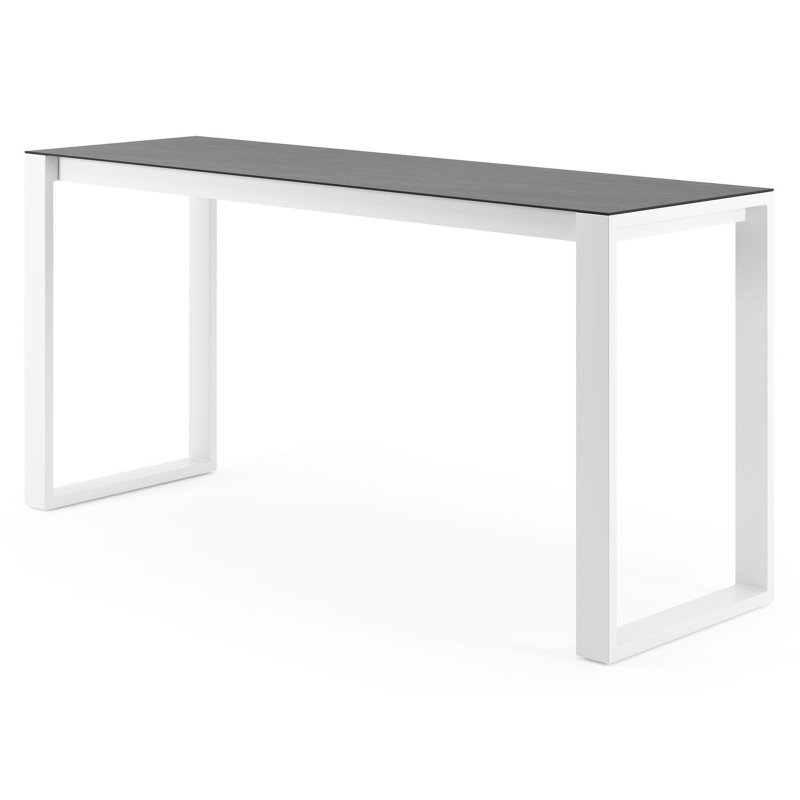 Verato bartafel rechthoekig in wit aluminium en volkeramiek Basalt Black - L 220 x B 70 x H 106 cm