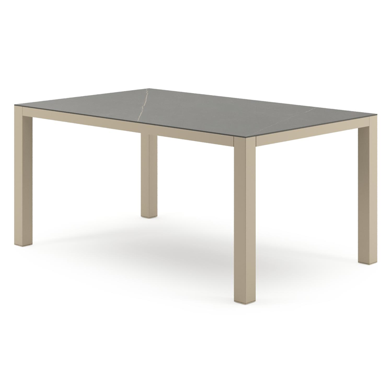 Table de jardin Como rectangulaire en aluminium beige et céramique pleine Calatorao - Lg. 160 x Lrg. 100 x Haut. 73 cm