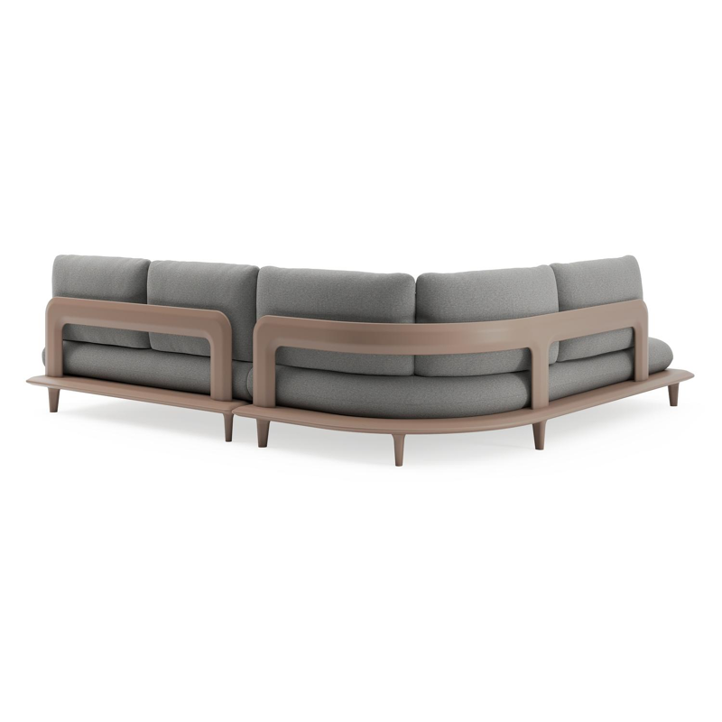 Bomero loungehoek in taupe aluminium met heritage slate all weather sunbrella® luxe kussen