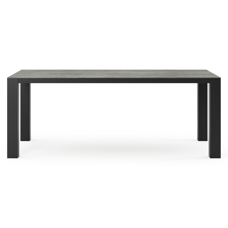 Table de jardin Nano en aluminium noir et céramique pleine aspen grey - Lg 200 x Larg. 100 x H 75 cm