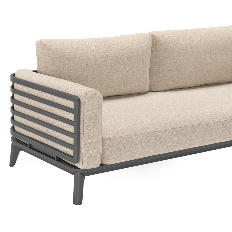 Mosa loungeset in zwart aluminium met rustic weather+ softtouch kussens