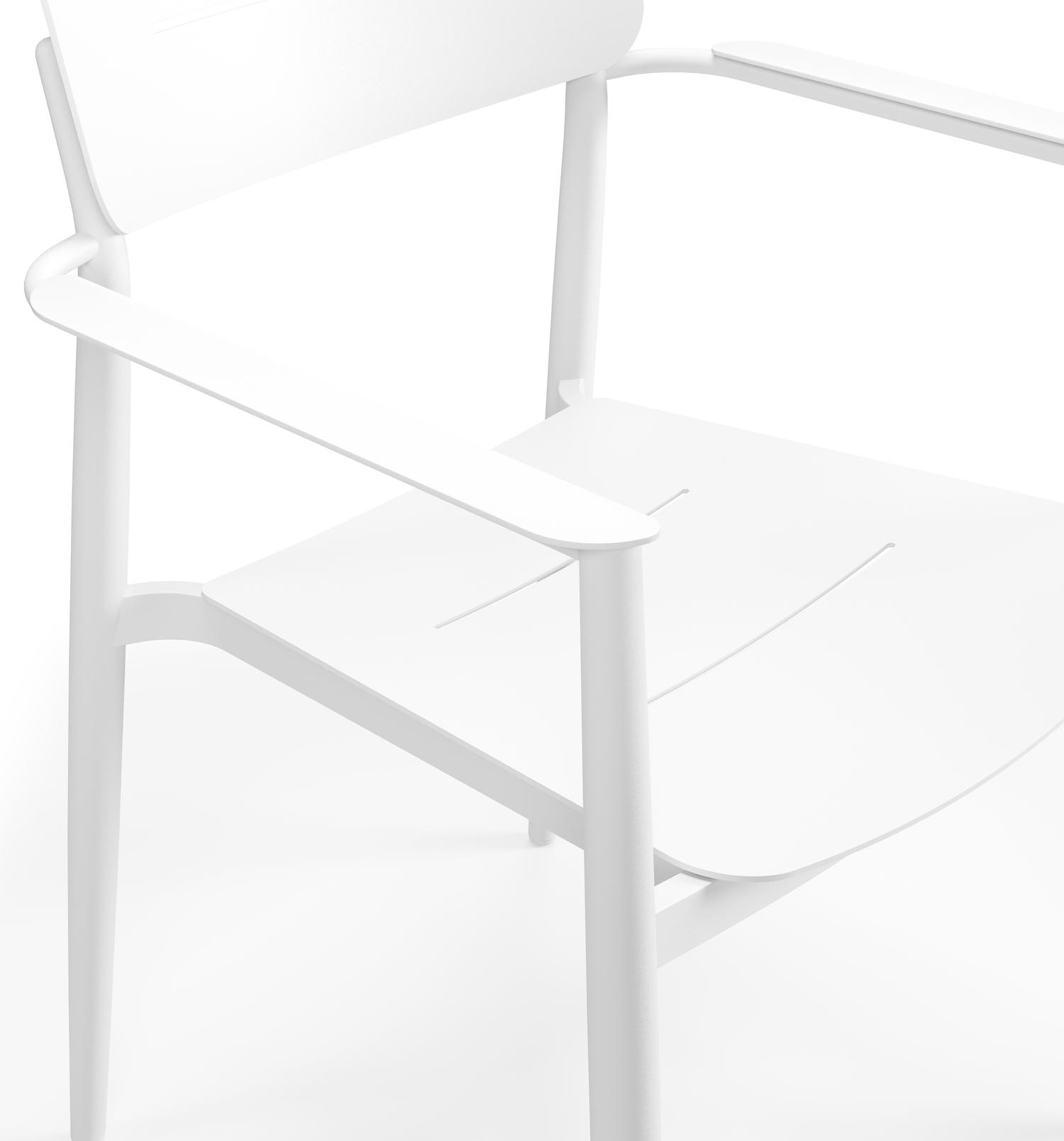 Mosa bootvormige tuinset in wit aluminium en teak natural finish met 6 Cosa tuinstoelen