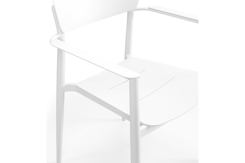 Pamplona ronde tuinset in wit aluminium en sintered stone crema minerale met 6 Cosa tuinstoelen