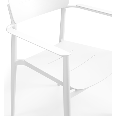 Pamplona ronde tuinset in wit aluminium en sintered stone crema minerale met 6 Cosa tuinstoelen