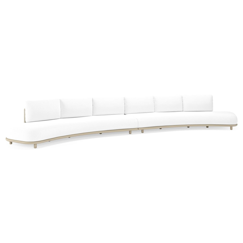 Canapé de jardin Lomano en aluminium beige et corde luxe plate tissée verticalement beige et coussins en all weather solica Ego Birch