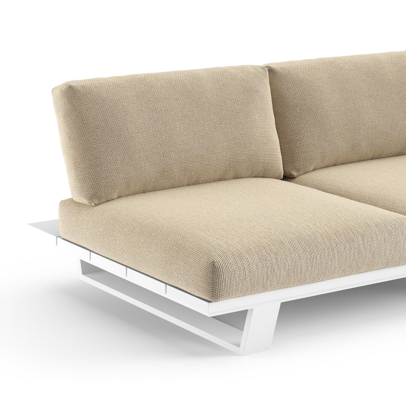 Pagino loungebank in wit aluminium met althea camel all weather cosytica kussen