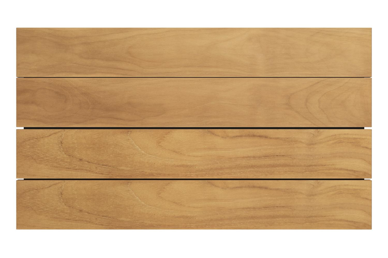 Table basse Pagino en aluminium noir et teck naturel - Lg 140 x larg. 79,5 x H 21 cm