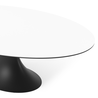 Table de jardin Fano ovale en aluminium noir et céramique pleine Arctic White - Lg. 240 x Lrg. 135 x Haut. 75 cm
