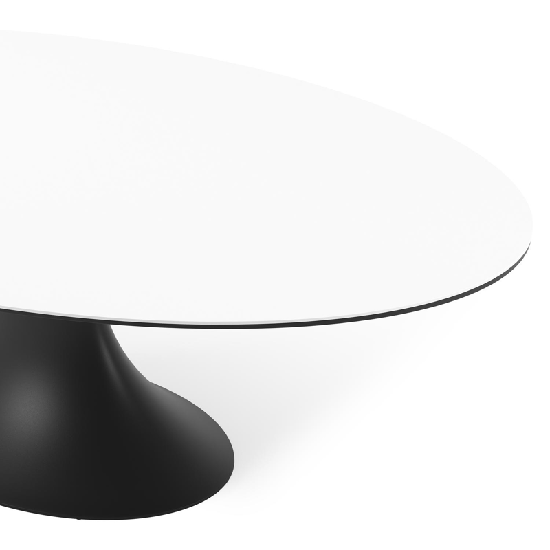 Fano tuintafel ovaal in zwart aluminium en volkeramiek Arctic White - L 240 x B 135 x H 75 cm