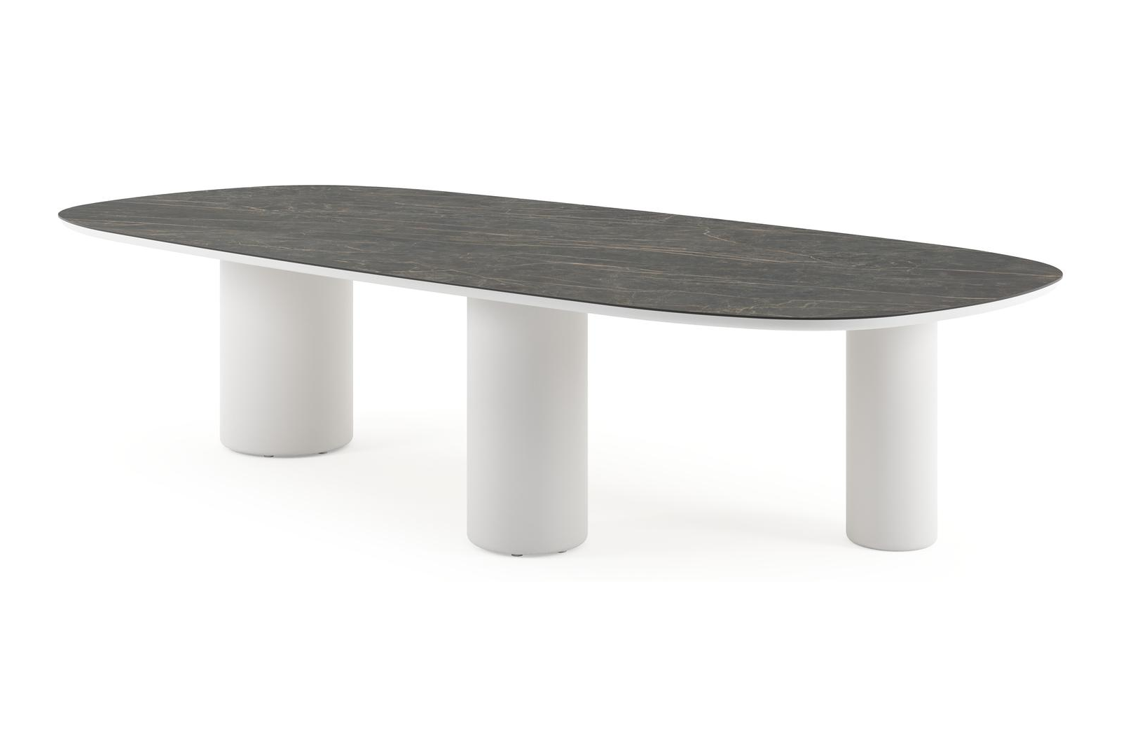Amico tuintafel bombo xl in wit aluminium en volkeramiek Black Obsession - L 320 x B 148 x H 73.5 cm