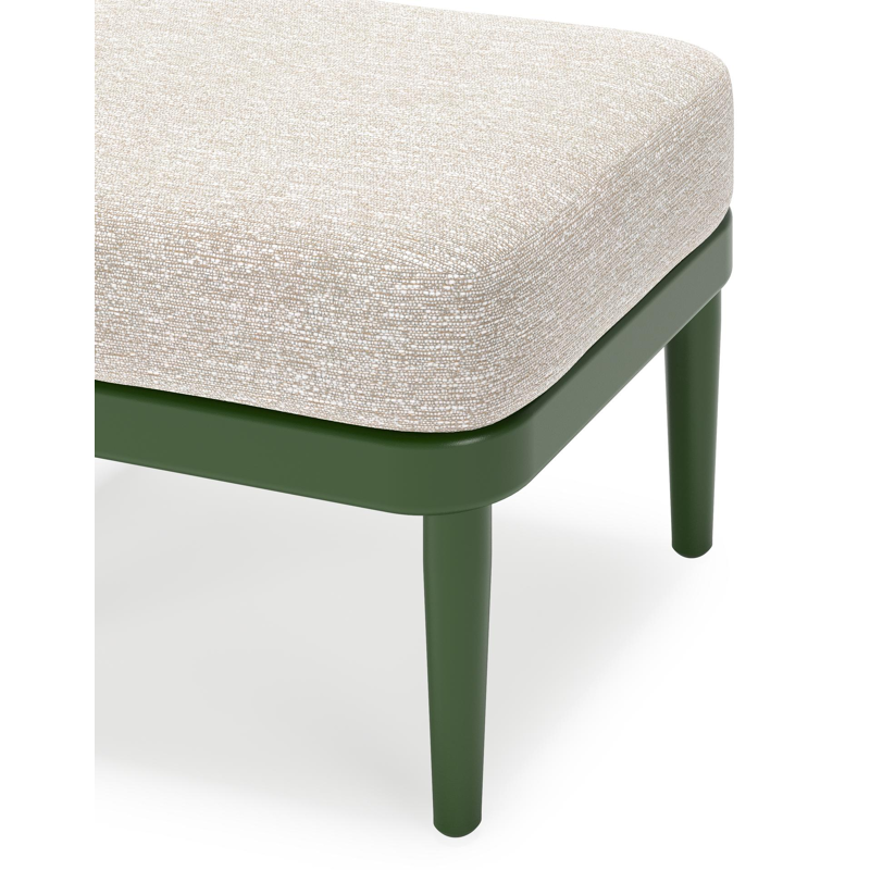 Orso poef in groen aluminium met Tundra Sand all weather sunbrella® luxe kussen