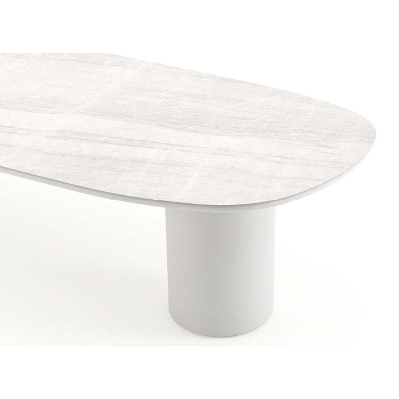 Amico tuintafel bombo in wit aluminium en volkeramiek Taj Mahal - L 320 x B 130 x H 73.5 cm