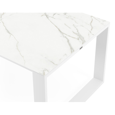 Verato tuintafel in wit aluminium en volkeramiek calacatta - L 200 x B 100 x H 76 cm