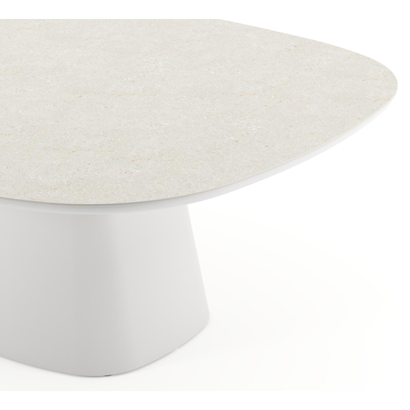 Amico tuintafel bombo xl in wit aluminium en volkeramiek Shilin - L 210 x B 148 x H 73.5 cm