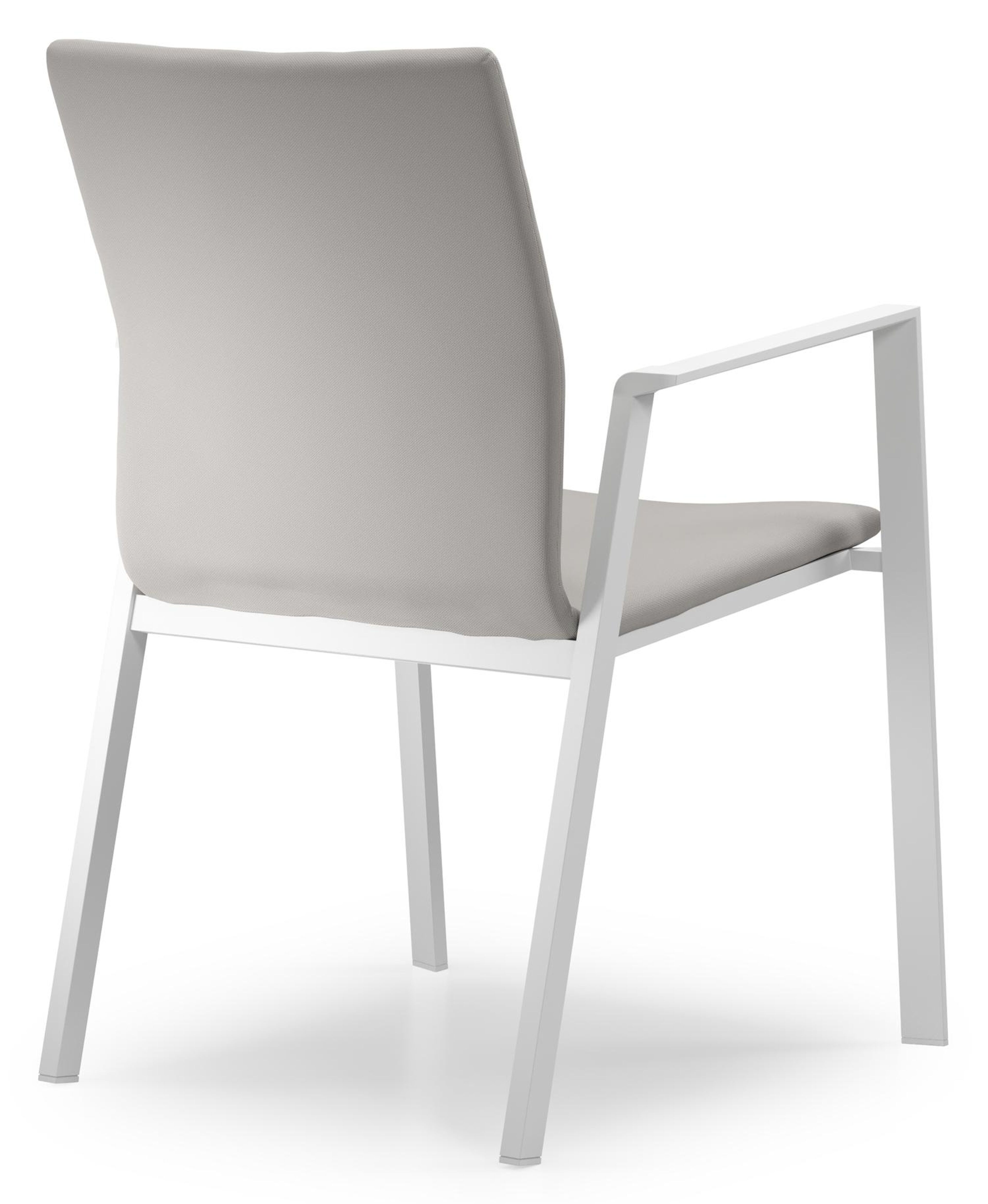 Varese tuinset in wit aluminium en naturel teak tafelblad met 6 stapelbare Madura tuinstoelen