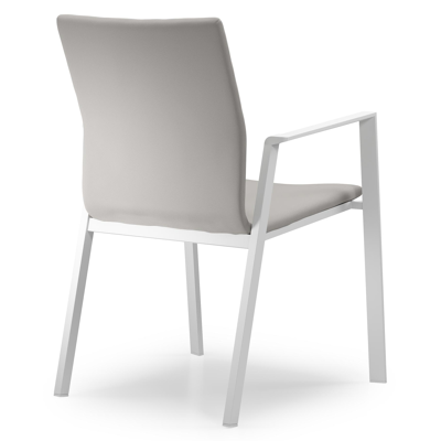 Madura stapelbare tuinstoel in wit aluminium en grijs comfort textilene