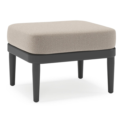 Pouf Orso en aluminium noir et coussins en all weather sunbrella® luxe Savane Coconut