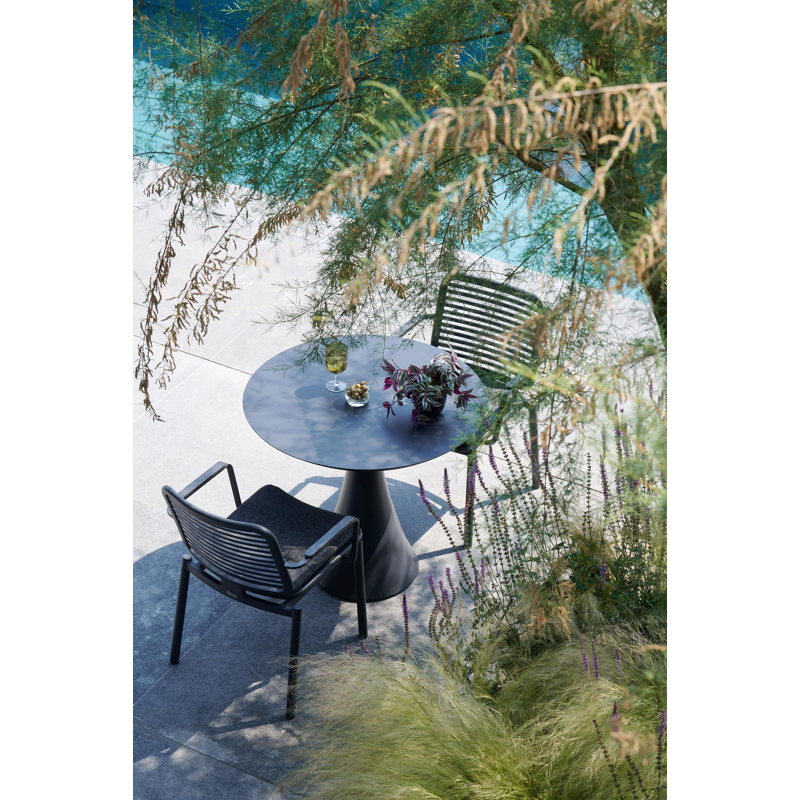 Fano tuintafel in zwart aluminium - Dia. 110 cm