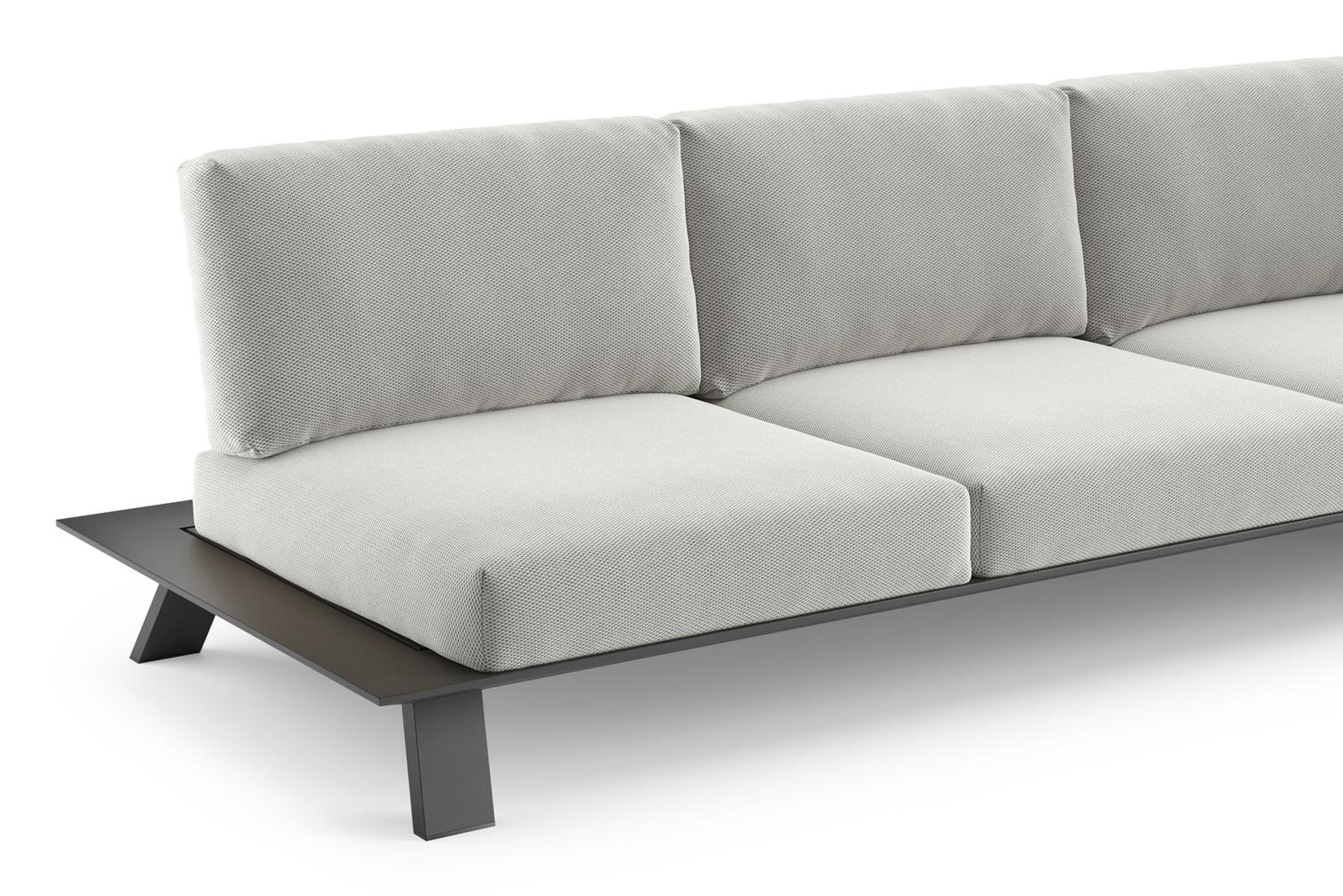 Salon de jardin Cesano en aluminium noir et coussin en All Weather Sunbrella® luxe lopi ash