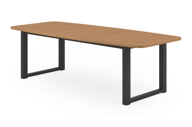 Livo bootvormige tuinset in zwart aluminium en teak natural finish met 6 Madura tuinstoelen