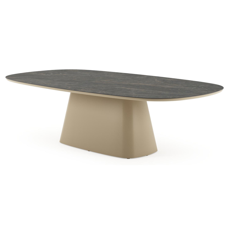 Amico tuintafel bombo xl in beige aluminium en volkeramiek Black Obsession - L 270 x B 148 x H 73.5 cm